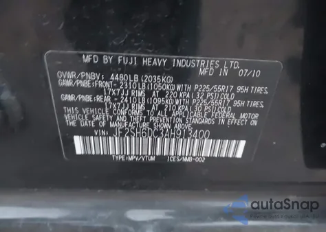 2010 Subaru Forester 2.5X Limited из США, поврежденный, VIN JF2SH6DC3AH913400